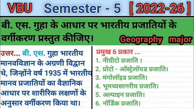 प्रमुख भारतीय जातियों का वर्गीकरण और संक्षिप्त विवरण