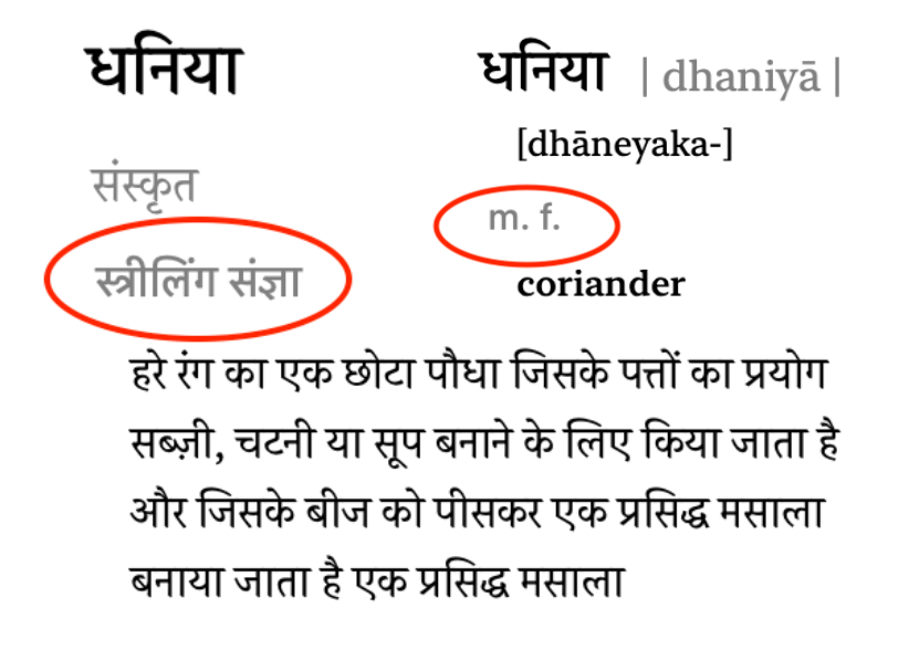 धनिया का हिंदी में अर्थ: परिभाषा और मूल