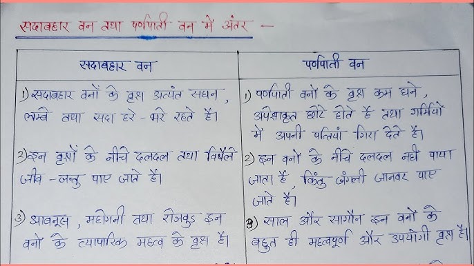 पर्णपाती पौधों की मुख्य विशेषताएँ