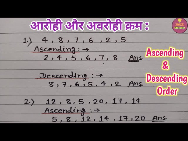 अवरोही क्रम (Descending Order) की परिभाषा और अवधारणा (Definition and Concept of Descending Order)