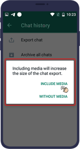 export chat meaning in hindi 2