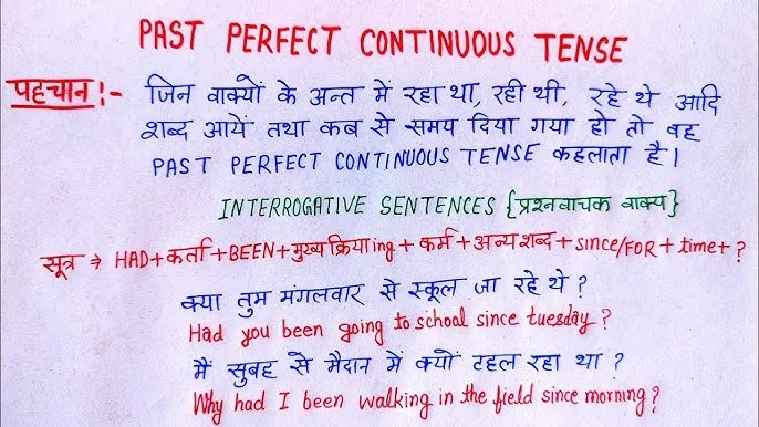 Past Perfect Continuous Tense Example In Hindi: विस्तृत नियम, सूत्र और अभ्यास