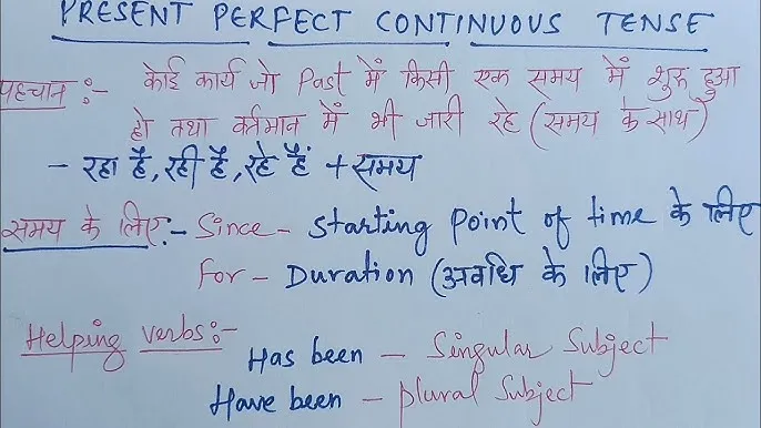 Present Perfect Continuous Tense Definition In Hindi: संरचना, प्रयोग और उदाहरण