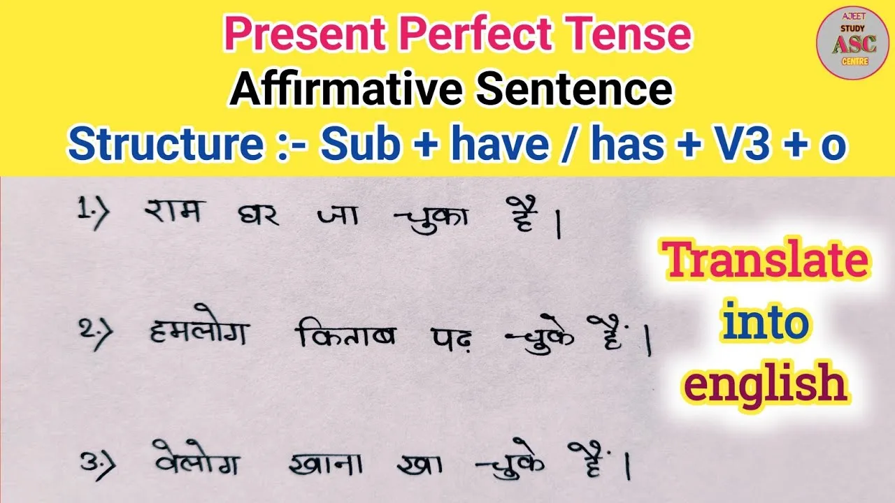 Present Perfect Tense In Hindi English: नियमों, संरचनाओं और अनुवाद का विस्तृत गाइड