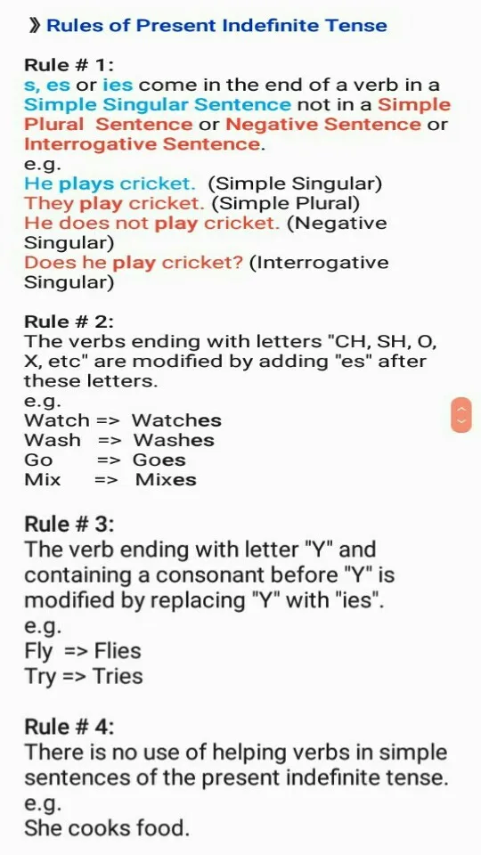 Present Indefinite Tense में क्रिया (Verb) के साथ S या ES लगाने के नियम