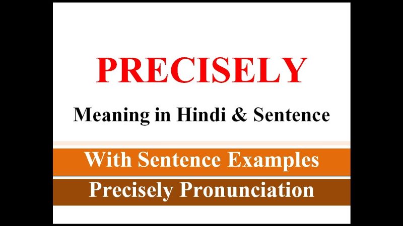 Precisely का हिंदी वाक्यों में प्रयोग कैसे करें?