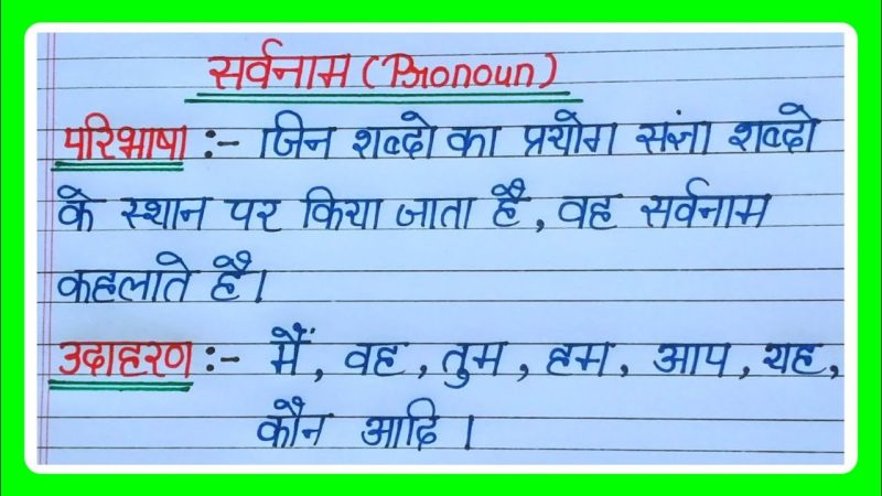 हिंदी सर्वनाम के प्रकार: उदाहरणों के साथ (हिंदी सर्वनाम के प्रकार: उदाहरणों के साथ)