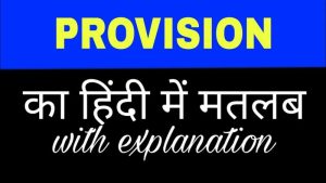 provision meaning in hindi 2