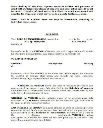 sale deed meaning in hindi - Hình 3
