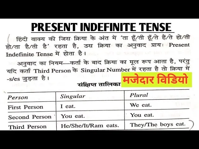 Simple Indefinite Tense In Hindi: उपयोग, नियम, और उदाहरण