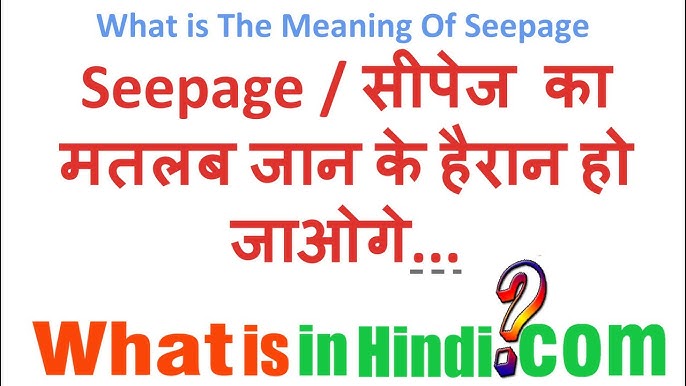 सीपेज का हिंदी अर्थ और बुनियादी परिभाषा