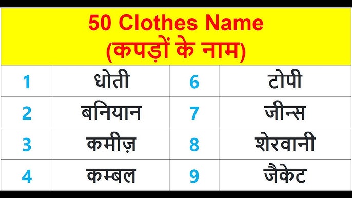 वस्त्रों के प्रकार: हिंदी में वर्गीकरण और उदाहरण