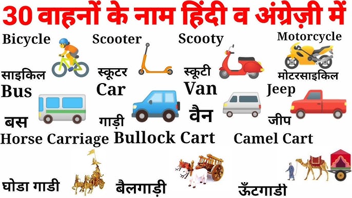 वाहन शब्द का वाक्य में प्रयोग: उदाहरण (Vahan shabd ka vakya mein prayog: Udaharan)